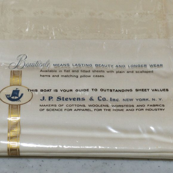 NWD Vtg Stevens Beauticale Cotton 200 Thread (2) Cream Pillow Cases 42 x 38.5 - Picture 6 of 7